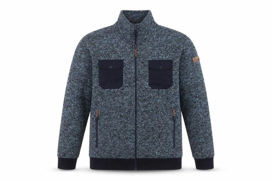 Front view of Atlas For Men Blue Fleece Full Zip Jacket men’s l outdoor casual