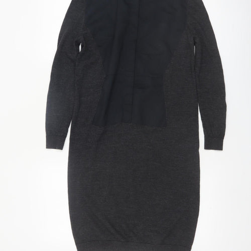 COS Women’s Black XS Wool Blend Long Sleeve Shift Dress