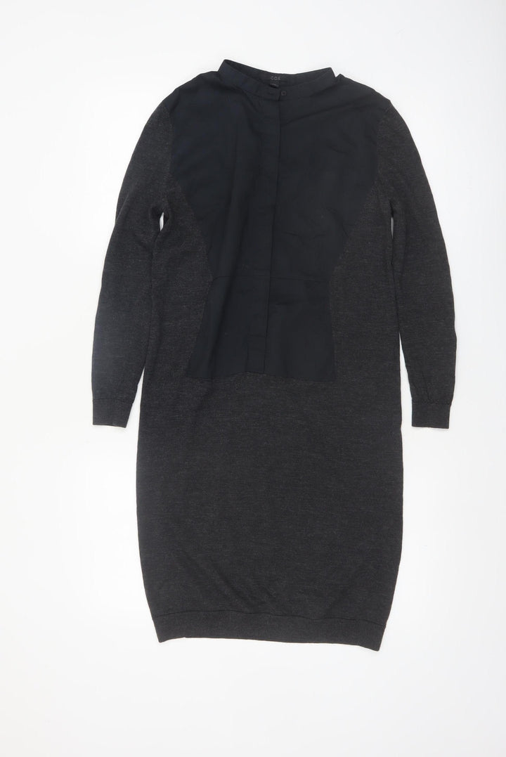 COS Women’s Black XS Wool Blend Long Sleeve Shift Dress