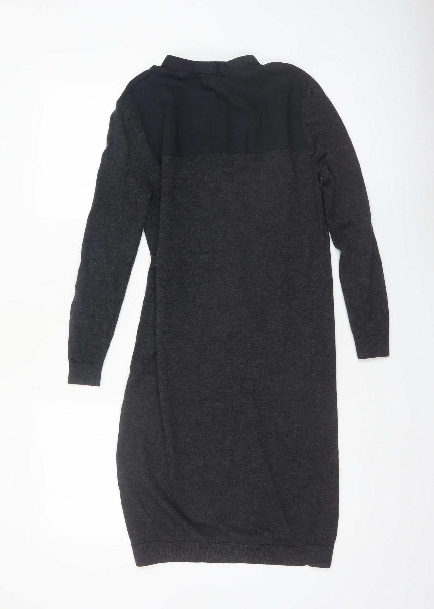 COS Women’s Black XS Wool Blend Long Sleeve Shift Dress
