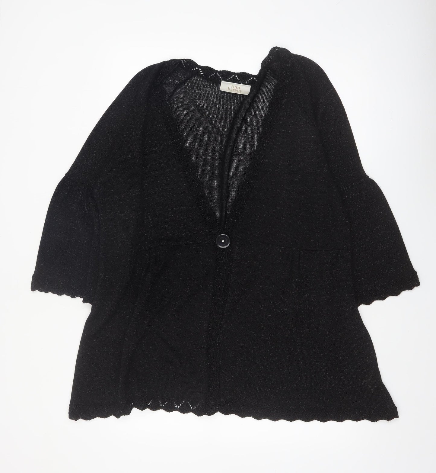 Ann Harvey Women's Black Plus Size 22 Glitter Knit Cardigan