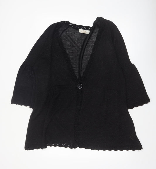 Ann Harvey Women's Black Plus Size 22 Glitter Knit Cardigan