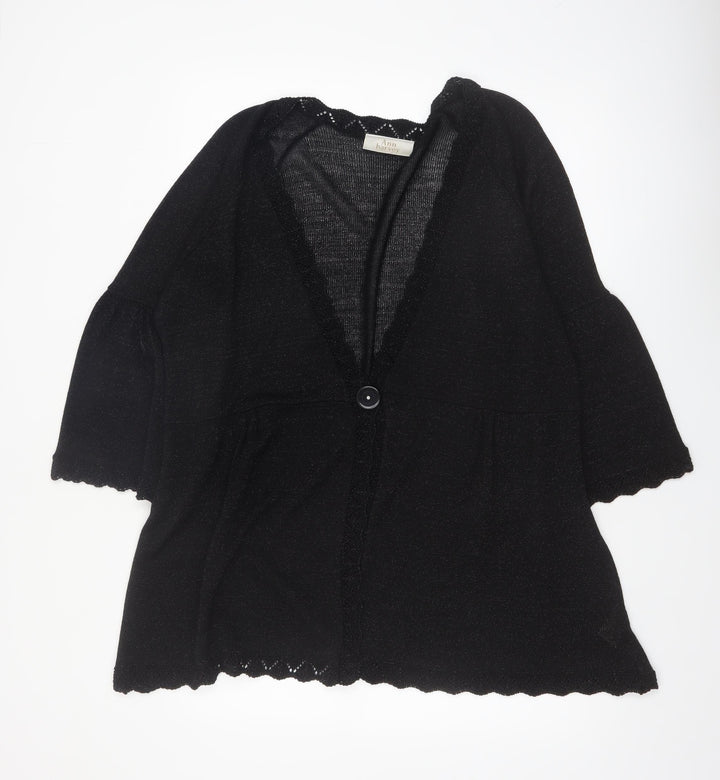 Ann Harvey Women's Black Plus Size 22 Glitter Knit Cardigan