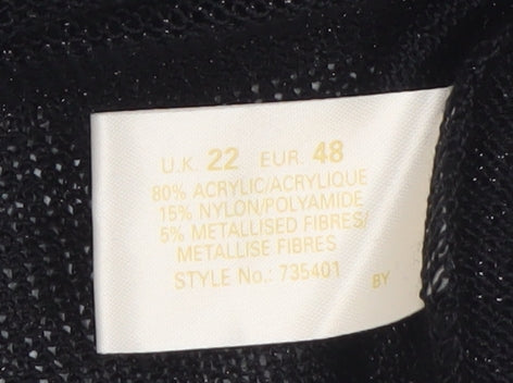 Ann Harvey Women's Black Plus Size 22 Glitter Knit Cardigan