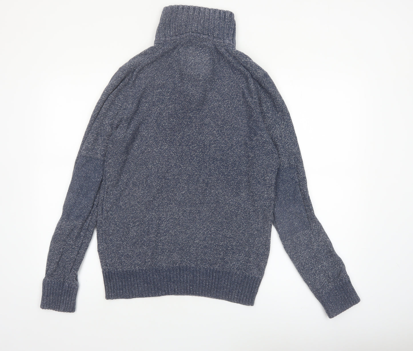 Fat Face Men's Blue Chunky-Knit Cotton Henley Jumper Size S