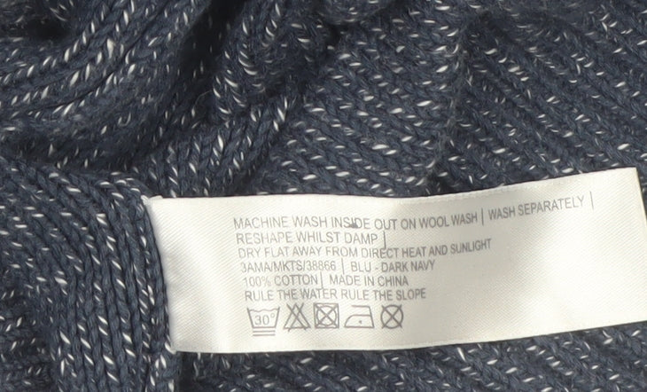 Fat Face Men's Blue Chunky-Knit Cotton Henley Jumper Size S