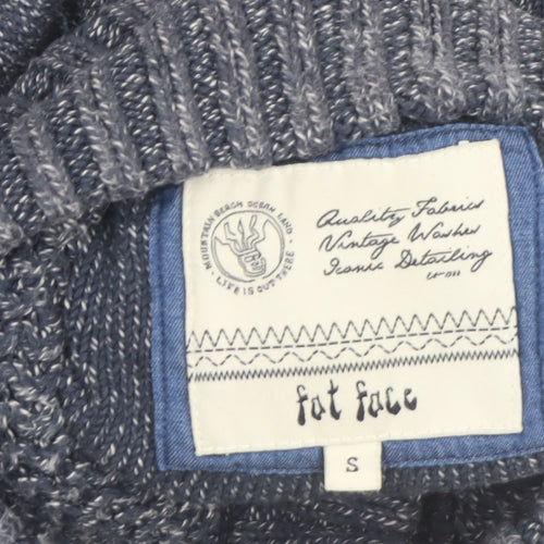 Fat Face Men's Blue Chunky-Knit Cotton Henley Jumper Size S