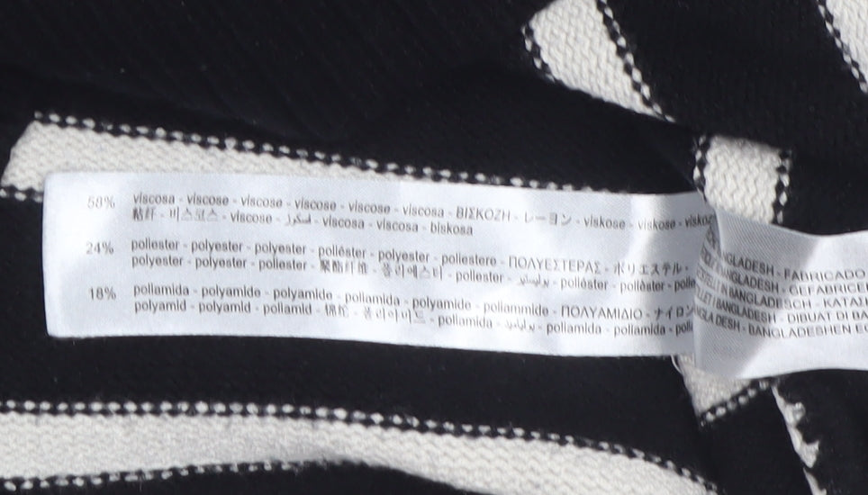 Zara Women’s Black Striped High Neck Full Zip Jumper Size 12