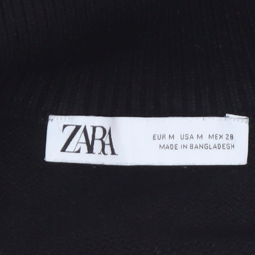 Zara Women’s Black Striped High Neck Full Zip Jumper Size 12