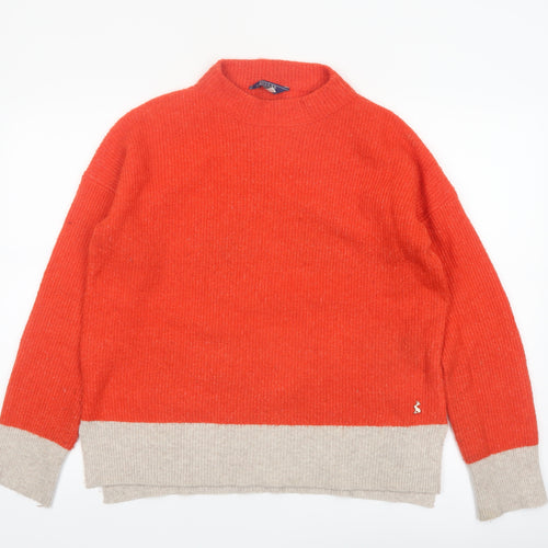 Joules Women's Orange Mock Neck Wool Blend Pullover Jumper Size 12