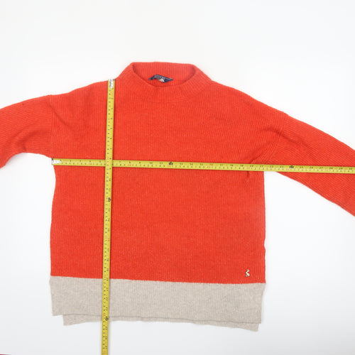 Joules Women's Orange Mock Neck Wool Blend Pullover Jumper Size 12
