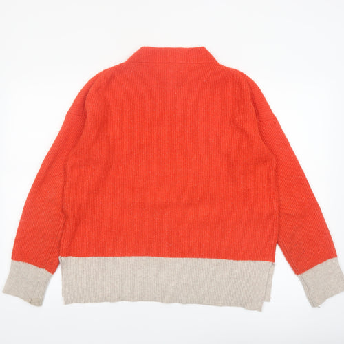 Joules Women's Orange Mock Neck Wool Blend Pullover Jumper Size 12