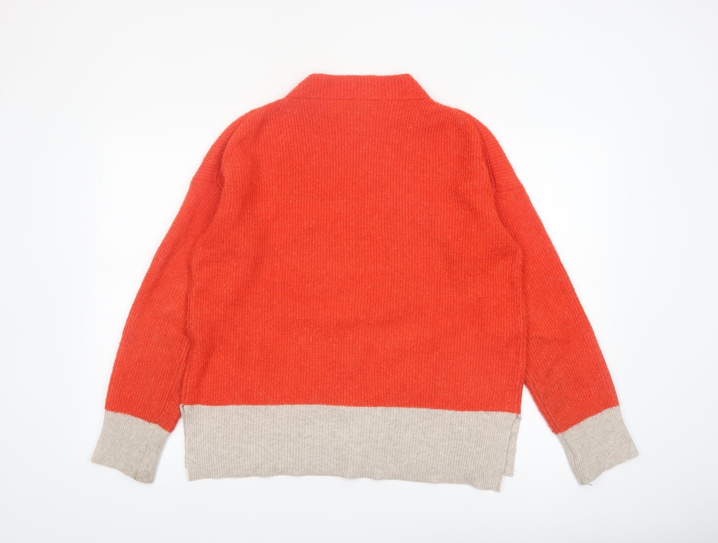 Joules Women's Orange Mock Neck Wool Blend Pullover Jumper Size 12