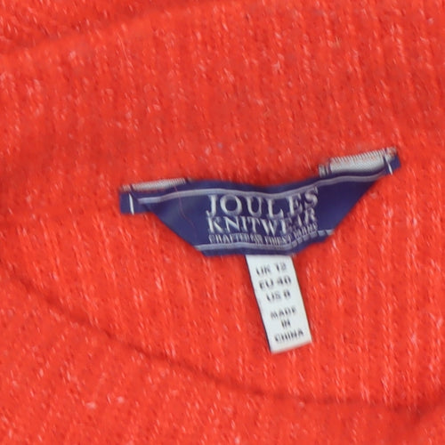 Joules Women's Orange Mock Neck Wool Blend Pullover Jumper Size 12