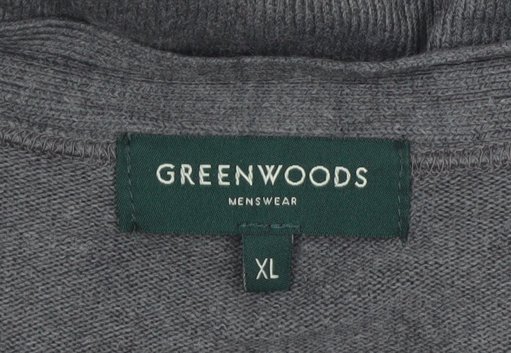 Greenwoods Mens Grey Argyle V-Neck Button Cardigan XL