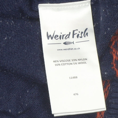 Weird Fish Womens Blue Fair Isle Knit Jumper Dress Size 14