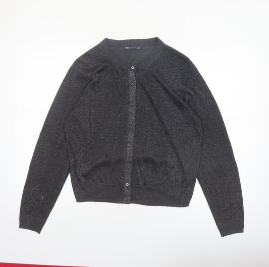 Marks and Spencer Womens Black Glitter Cardigan Size 18 Knit