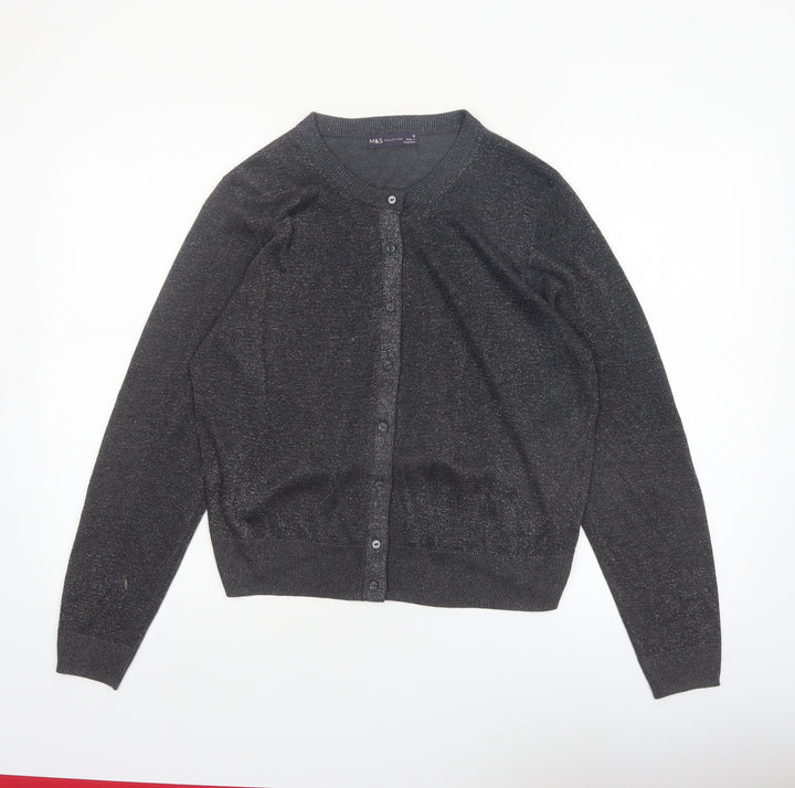 Marks and Spencer Womens Black Glitter Cardigan Size 18 Knit