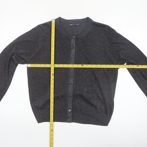 Marks and Spencer Womens Black Glitter Cardigan Size 18 Knit