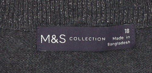 Marks and Spencer Womens Black Glitter Cardigan Size 18 Knit