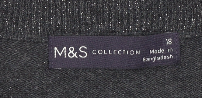 Marks and Spencer Womens Black Glitter Cardigan Size 18 Knit