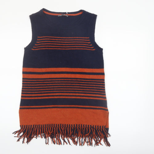 Laura Ashley Women's Multicoloured Striped Knit Sleeveless Vest UK 10