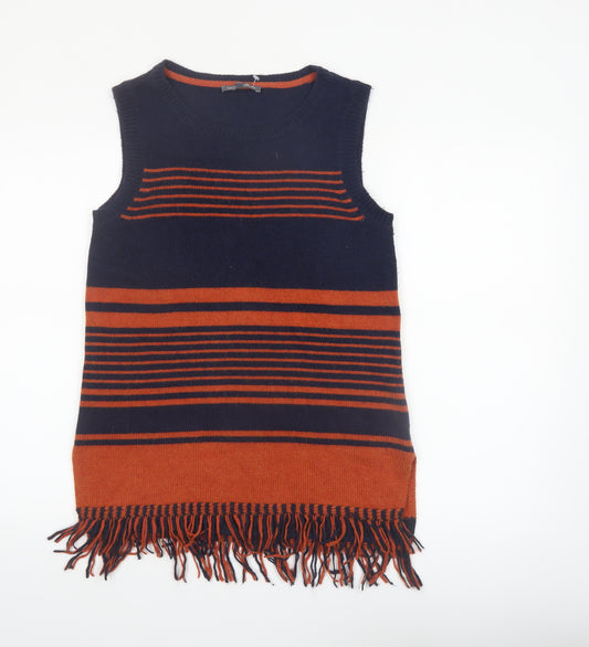 Laura Ashley Women's Multicoloured Striped Knit Sleeveless Vest UK 10