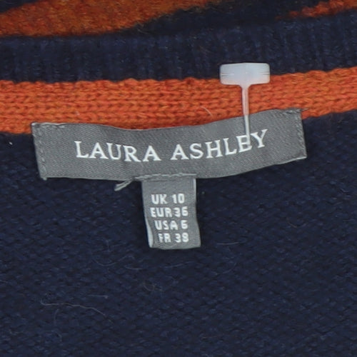 Laura Ashley Women's Multicoloured Striped Knit Sleeveless Vest UK 10