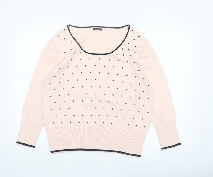Roman Women's Pink Polka Dot Scoop Neck 3/4 Sleeve Jumper Size 20