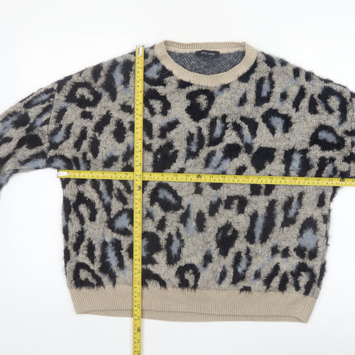 New Look Womens Beige Leopard Print Chunky Knit Jumper M