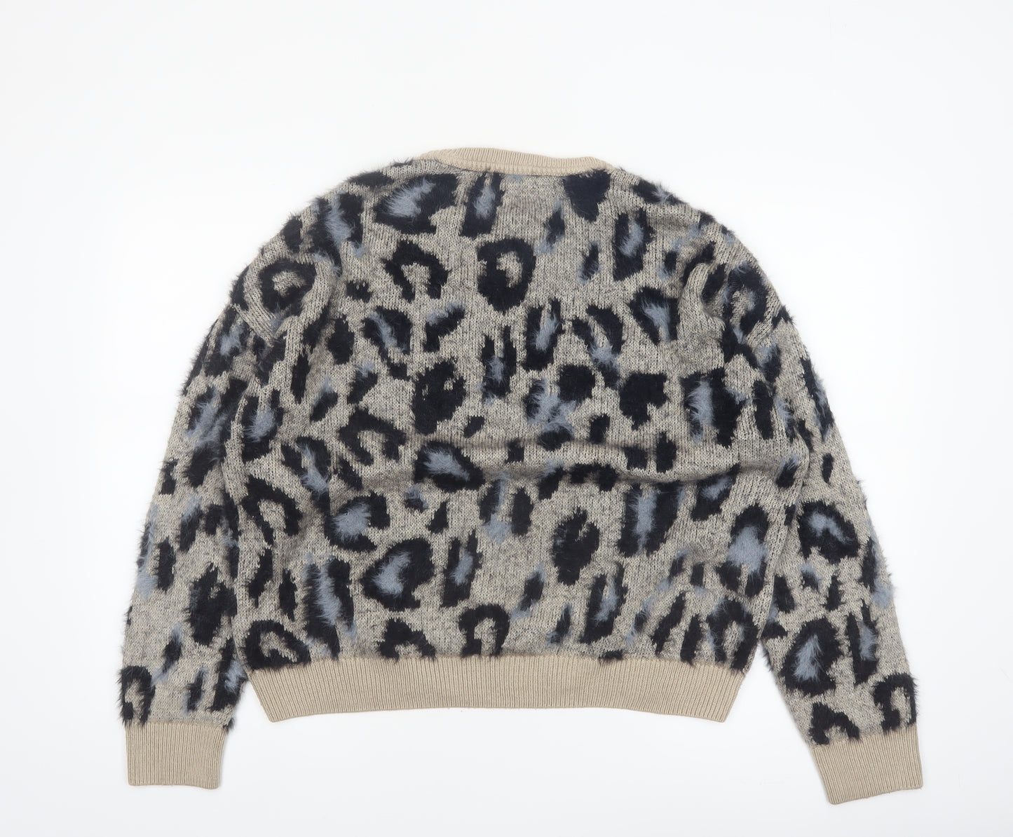 New Look Womens Beige Leopard Print Chunky Knit Jumper M