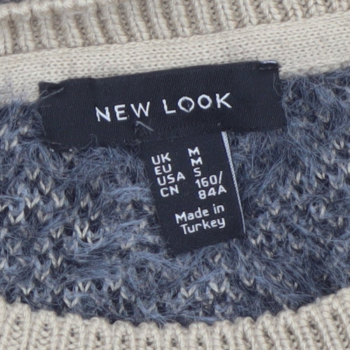 New Look Womens Beige Leopard Print Chunky Knit Jumper M