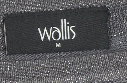Wallis Women's Grey Metallic Knit Short Sleeve Blouse M