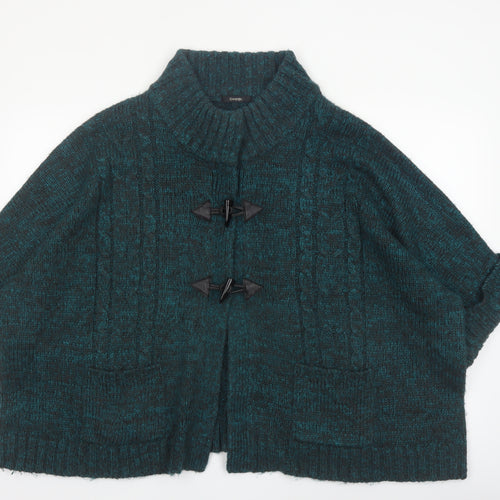 George Women’s Green Cable Knit Cardigan UK 24 Acrylic Roll Neck