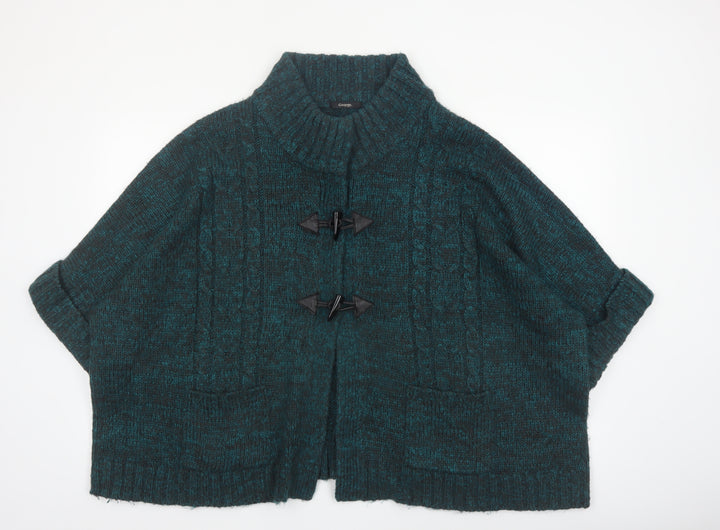 George Women’s Green Cable Knit Cardigan UK 24 Acrylic Roll Neck
