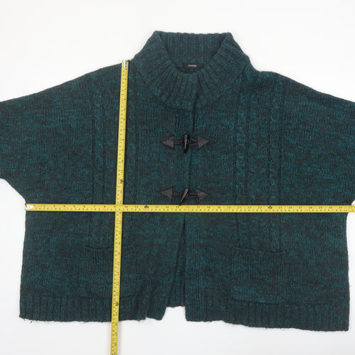 George Women’s Green Cable Knit Cardigan UK 24 Acrylic Roll Neck