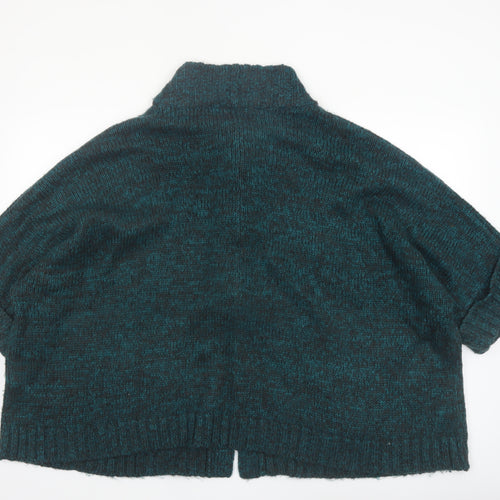 George Women’s Green Cable Knit Cardigan UK 24 Acrylic Roll Neck