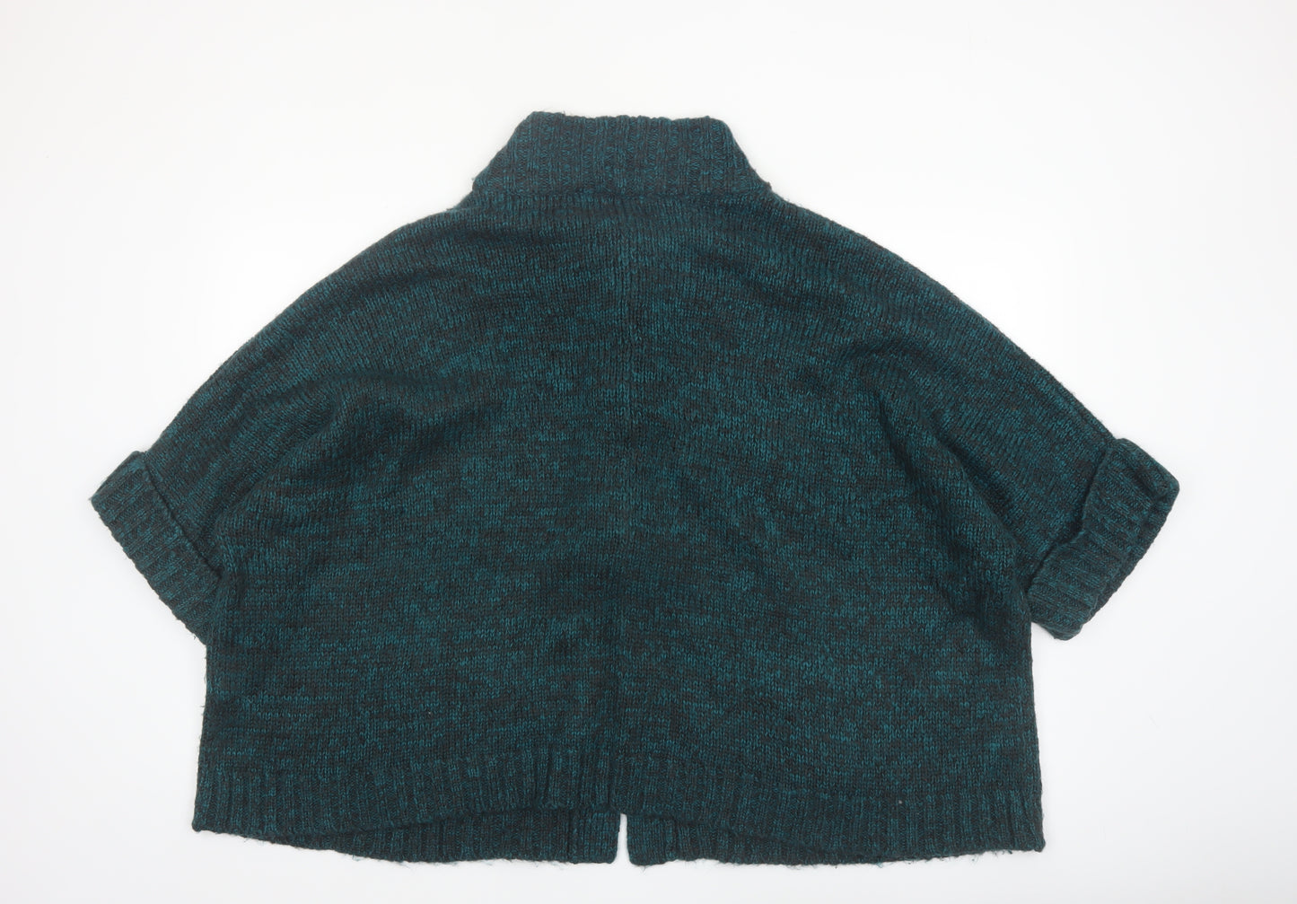 George Women’s Green Cable Knit Cardigan UK 24 Acrylic Roll Neck