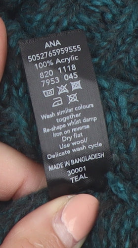 George Women’s Green Cable Knit Cardigan UK 24 Acrylic Roll Neck
