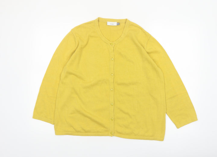 Adini Women’s Yellow Cotton Cardigan M/L Lightweight Knit
