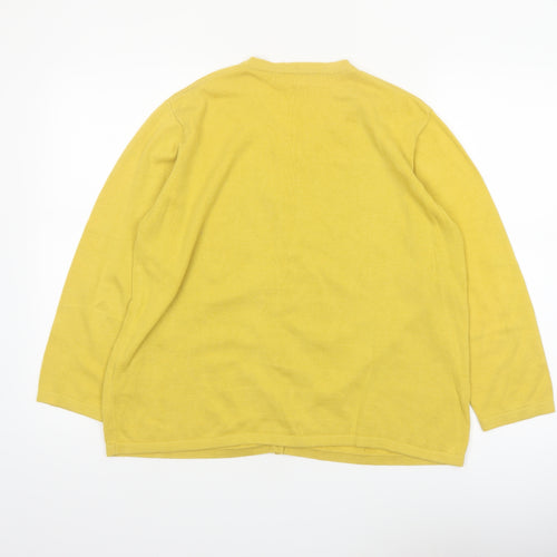 Adini Women’s Yellow Cotton Cardigan M/L Lightweight Knit