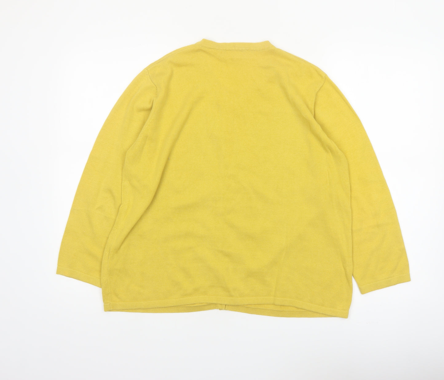 Adini Women’s Yellow Cotton Cardigan M/L Lightweight Knit