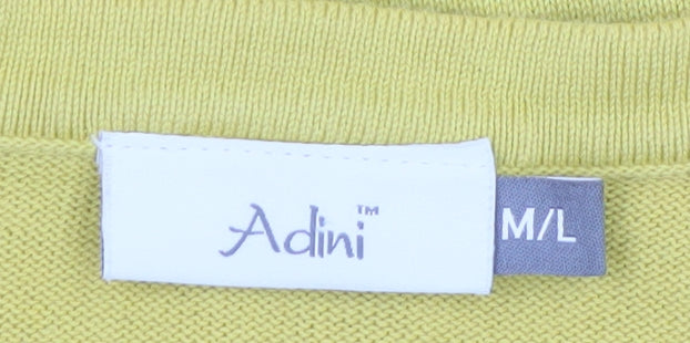 Adini Women’s Yellow Cotton Cardigan M/L Lightweight Knit