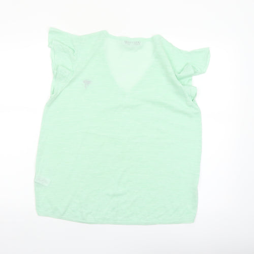 Next Women Green V-Neck Short Sleeve Linen Blend T-Shirt Size 14