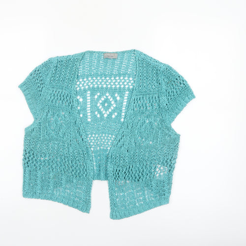 Marks and Spencer Women Blue Size 16 Open Knit Short Sleeve Cardigan