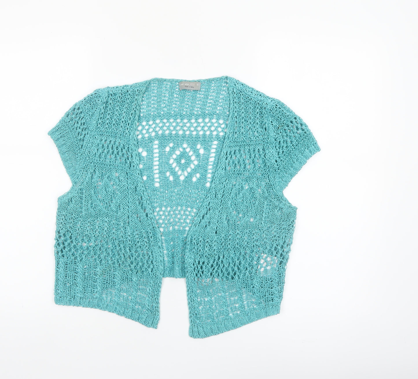 Marks and Spencer Women Blue Size 16 Open Knit Short Sleeve Cardigan