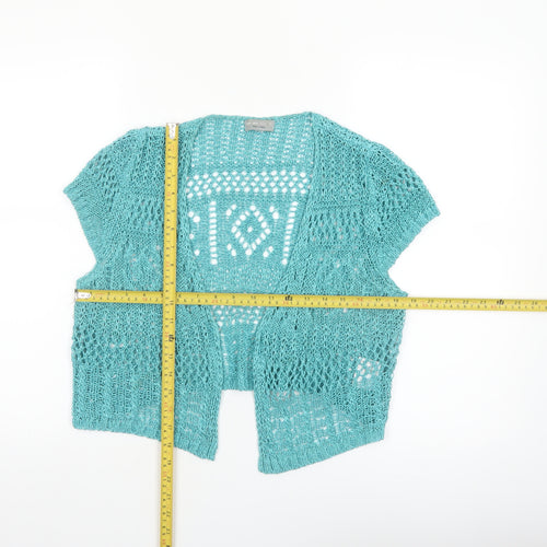 Marks and Spencer Women Blue Size 16 Open Knit Short Sleeve Cardigan