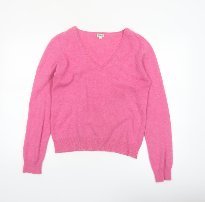 Etam Women’s Pink 100% Cashmere V-Neck Jumper L