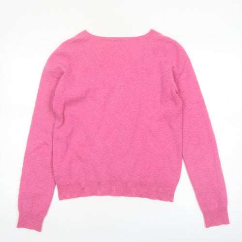 Etam Women’s Pink 100% Cashmere V-Neck Jumper L