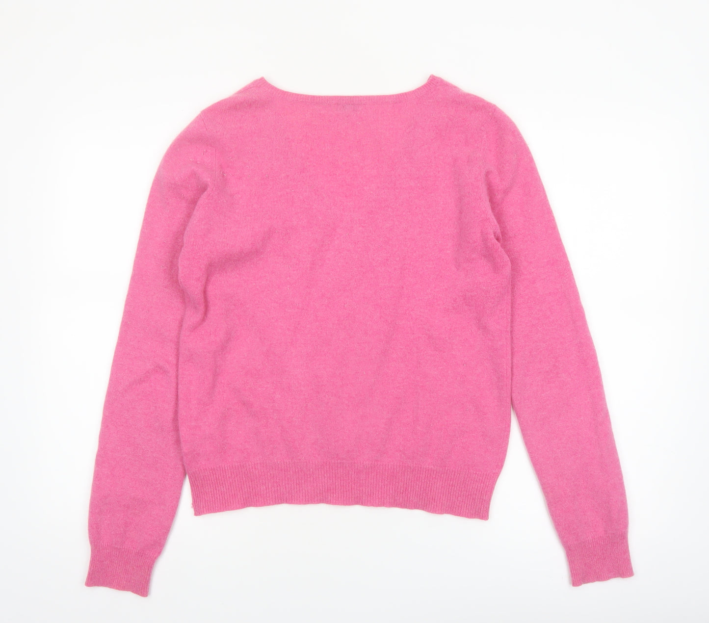 Etam Women’s Pink 100% Cashmere V-Neck Jumper L